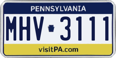 PA license plate MHV3111