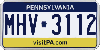 PA license plate MHV3112