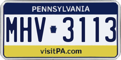 PA license plate MHV3113