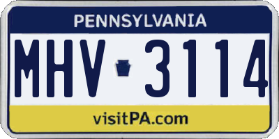 PA license plate MHV3114