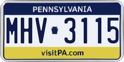 PA license plate MHV3115