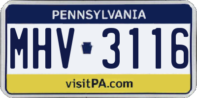 PA license plate MHV3116
