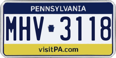PA license plate MHV3118