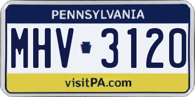 PA license plate MHV3120
