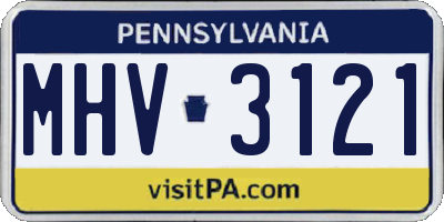 PA license plate MHV3121