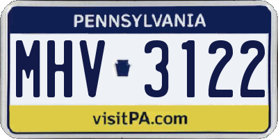PA license plate MHV3122