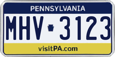 PA license plate MHV3123