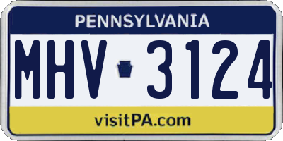 PA license plate MHV3124
