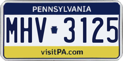 PA license plate MHV3125