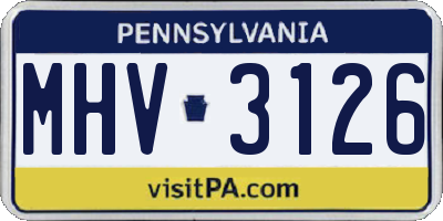 PA license plate MHV3126