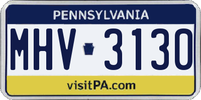 PA license plate MHV3130