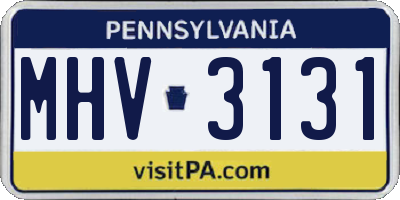 PA license plate MHV3131