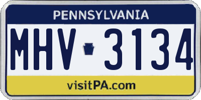 PA license plate MHV3134