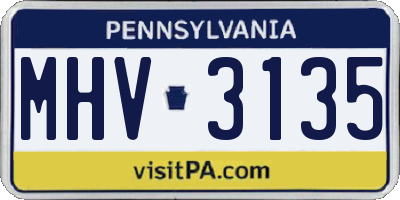 PA license plate MHV3135