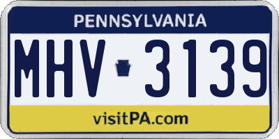 PA license plate MHV3139