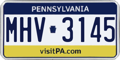 PA license plate MHV3145