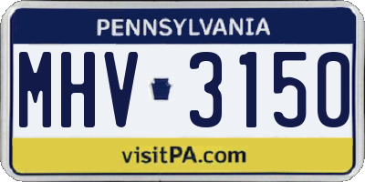 PA license plate MHV3150