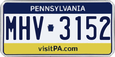 PA license plate MHV3152