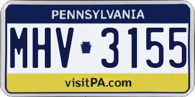 PA license plate MHV3155