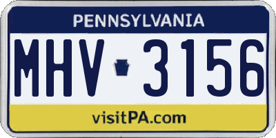 PA license plate MHV3156