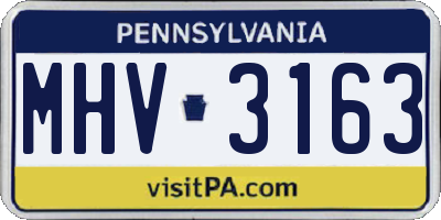 PA license plate MHV3163