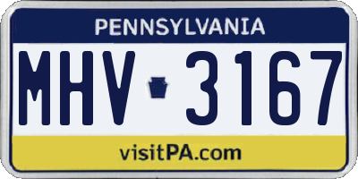 PA license plate MHV3167