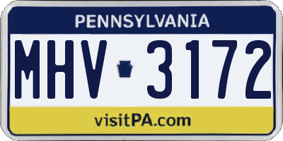 PA license plate MHV3172