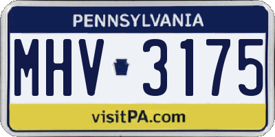 PA license plate MHV3175