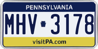 PA license plate MHV3178