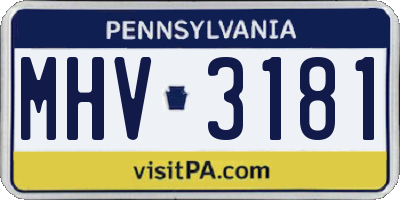 PA license plate MHV3181