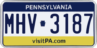 PA license plate MHV3187
