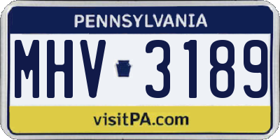 PA license plate MHV3189