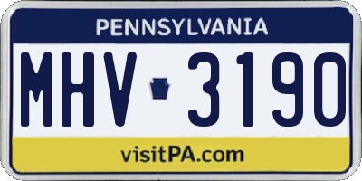 PA license plate MHV3190
