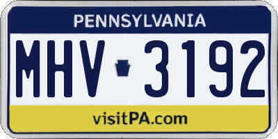 PA license plate MHV3192