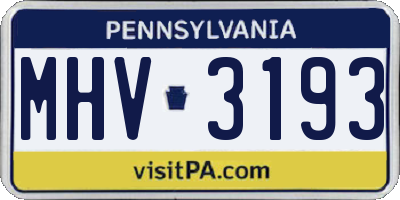 PA license plate MHV3193