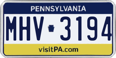 PA license plate MHV3194