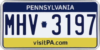 PA license plate MHV3197