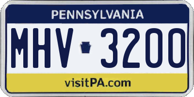 PA license plate MHV3200