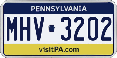 PA license plate MHV3202