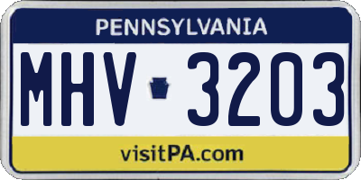 PA license plate MHV3203
