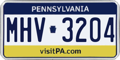 PA license plate MHV3204