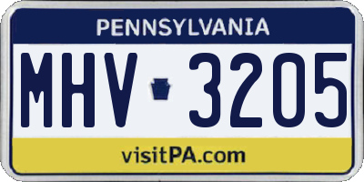 PA license plate MHV3205
