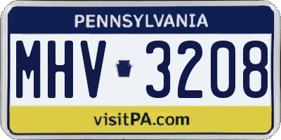 PA license plate MHV3208