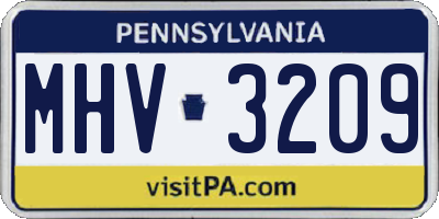 PA license plate MHV3209