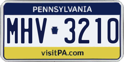 PA license plate MHV3210