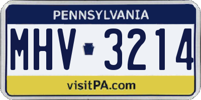 PA license plate MHV3214