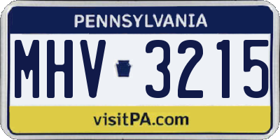 PA license plate MHV3215