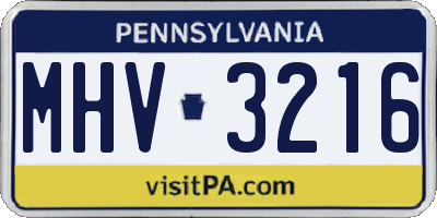 PA license plate MHV3216
