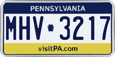 PA license plate MHV3217