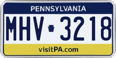 PA license plate MHV3218